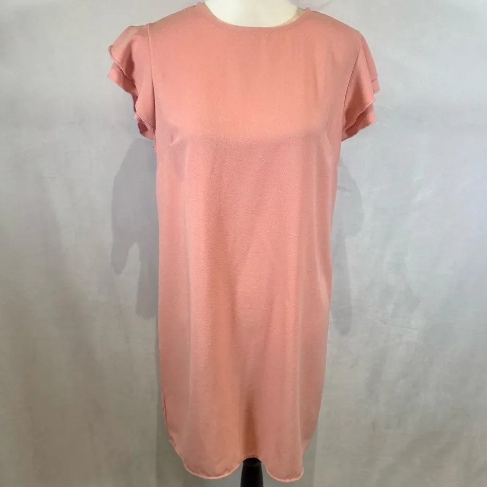 Ces Femme dusty pink double ruffle sleeve shift dress size medium